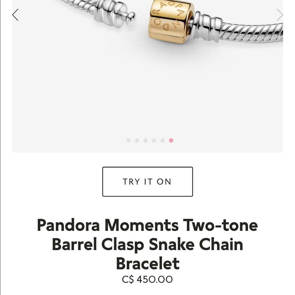 Authentic Pandora Moments Two-tone Barrel Clasp Snake Chain Bracelet - FIRM - Picture 11 of 15